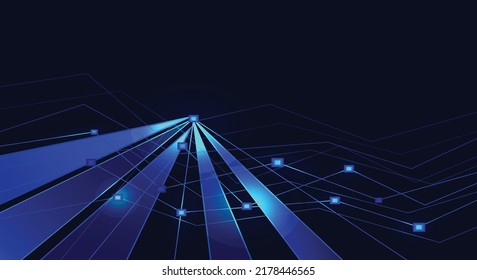 Dark blue futuristic background with abstract geometric elements.