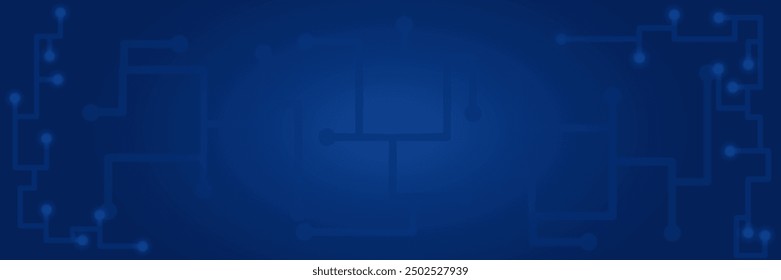 Dark blue futuristic banner background with glowing technology lines. Vector illustration. Suitable for wallpaper, presentations, banners, etc.