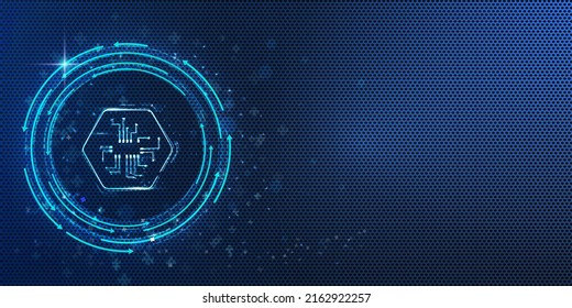 Fondo de tecnología futurista azul oscuro con placa base