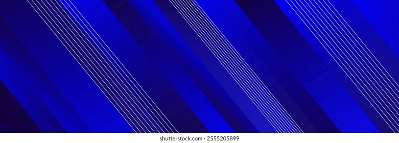 Dark Blue geometric abstract background with diagonal stripes and shadows. Elegant geometric. Modern graphic design. Horizontal banner template.Vector