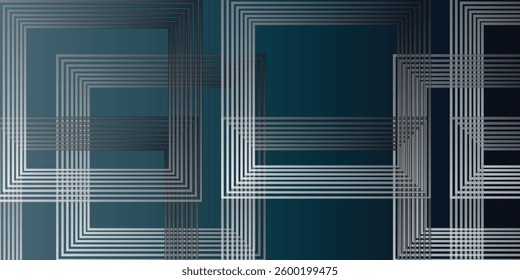 dark blue geometric abstract background overlapping layers on bright space with line effect decoration. Square style concept modern graphic design element for banner, flyer, card. Eps10