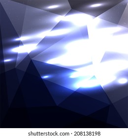 Dark blue geometric abstract triangle cosmic shiny background, backdrop for presentation