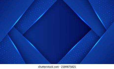 Dark blue geometric background. Abstract presentation background design. 3d overlap shapes composition