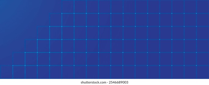 Dark blue geometric background banner with glowing squares, vector illustration. Futuristic design suitable for modern web projects and business presentations.