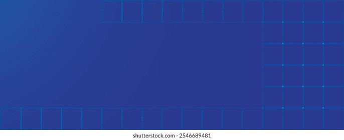 Dark blue geometric background banner with glowing squares and empty space for text, vector illustration. A modern design for web layouts and professional use.