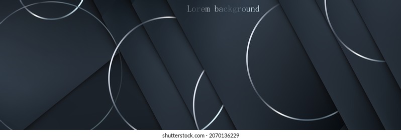 dark blue geometric background. rings and circles. vector illustration