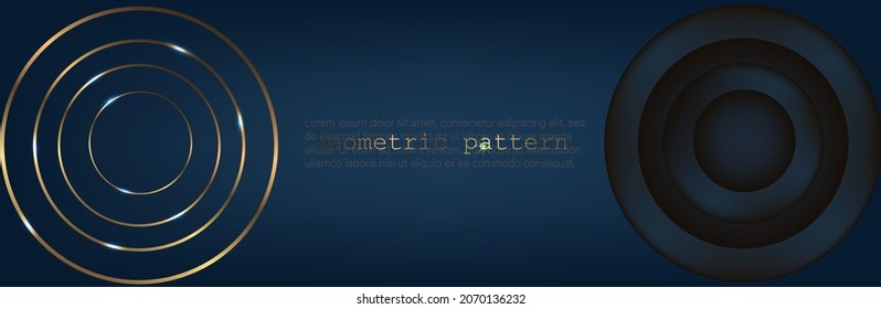 dark blue geometric background. rings and circles. vector illustration