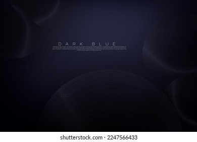 Dark Blue Geometric background with soft dark dark rings on dark blue gradient wall. For poster, banner, website, flyer, presentation, wallpapers, designs, cards. Editable Vector Illustration