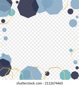 Dark Blue Geometric Background Transparent Vector. Honeycomb Graphic Template. Data Backdrop. Gray Cell Energy. Hexagon Background.