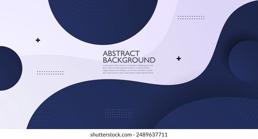 Dark blue geometric business banner design. Creative banner design with wave shapes and lines for template. Simple design on white horizontal banner. Eps10 vector