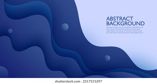 Dark blue geometric business banner design. Creative banner design with wave shapes and lines for template. Simple design on white horizontal banner. Eps10 vector