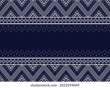 Dark blue Geometric ethnic pattern embroidery design for background or wallpaper and clothing,skirt,carpet,wallpaper,clothing,wrapping,Batik,fabric,clothes, with dark blue triangle Vector, illustratio