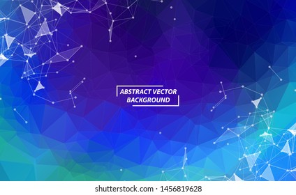 Dark Blue Geometric Polygonal background molecule and communication. Connected lines with dots. Minimalism background. Concept of the science, chemistry, biology, medicine, technology.