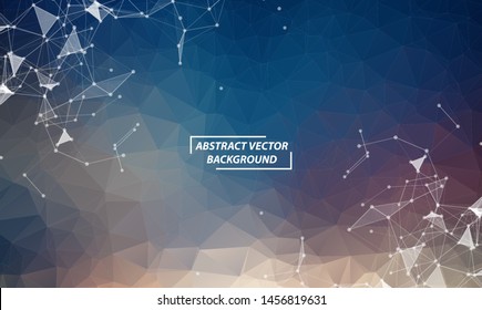 Dark Blue Geometric Polygonal background molecule and communication. Connected lines with dots. Minimalism background. Concept of the science, chemistry, biology, medicine, technology.