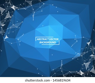 Dark Blue Geometric Polygonal background molecule and communication. Connected lines with dots. Minimalism background. Concept of the science, chemistry, biology, medicine, technology.