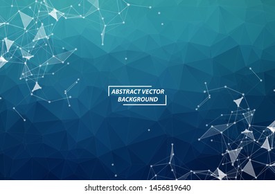 Dark Blue Geometric Polygonal background molecule and communication. Connected lines with dots. Minimalism background. Concept of the science, chemistry, biology, medicine, technology.