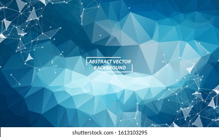 Dark Blue Geometric Polygonal background molecule and communication. Connected lines with dots. Minimalism background. Concept of the science, chemistry, biology, medicine, technology.