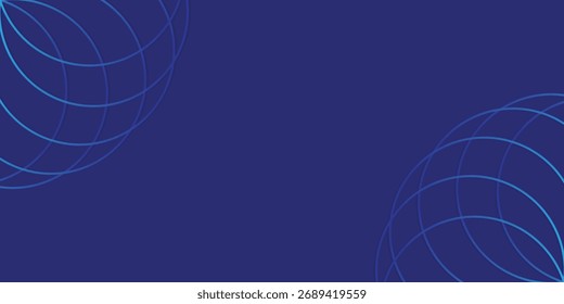Fondo de Formas geométricas azul oscuro. Plantilla de Anuncio de tecnología radial de círculo de línea
