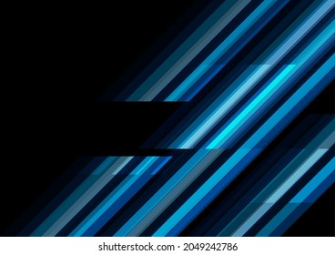 Dark blue geometric stripes abstract tech background. Vector design
