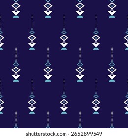 Azul-escuro Geometria Padrão Sem Costura Índio Americano Nativo Navajo Asteca Étnica Tradicional Decoração Tribo Abstrato