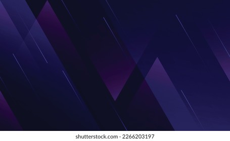 Dark Blue with Geometry Shape and Light Lines, Futuristic Background. Dynamic Composition with Overlay Shapes. Background for Technology, Sports, Movement, Speed concept. Vector Illustration