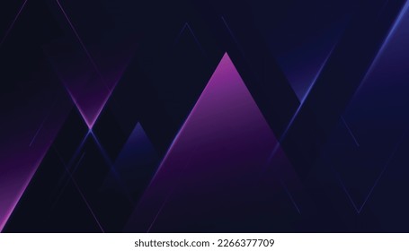 Dark Blue with Geometry Shape and Light Lines, Futuristic Background. Dynamic Composition with Overlay Shapes. Background for Technology, Sports, Movement, Speed Concept. Vector Illustration