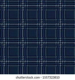 Dark blue glen check pattern. Stylish hounds tooth checkered design.