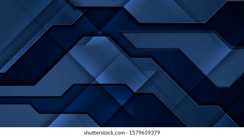 Fondo tecnológico abstracto brillante azul oscuro. Diseño vectorial geométrico