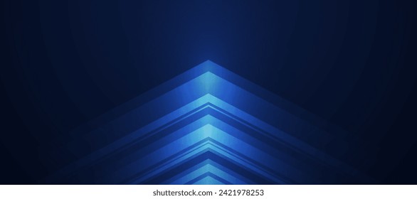Fondo de luz de flecha brillante azul oscuro. Tecnología de crecimiento digital futura