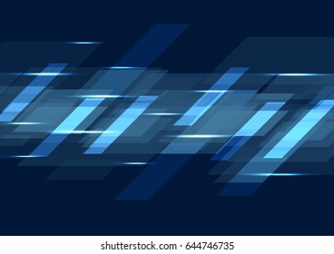 Dark blue glowing tech geometric background. Abstract vector design