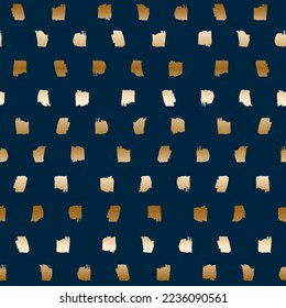 Dark blue gold leopard print vector seamless pattern. Animal print abstract background. Chic fashionable blue gold leopard skin print. Animal  pattern imitation, brush troke stains ornament.