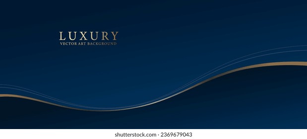 Dark blue and gold line abstract vector background. Modern illustration for banner, cover design, card, flyer, poster and invitation.