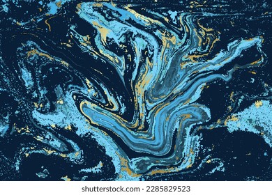 Fondo del vector abstracto de mármol azul oscuro y dorado