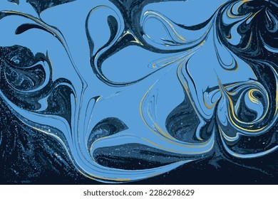 Dark Blue and Gold Marble Abstract Vector Background