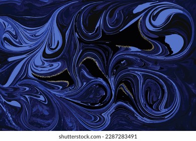 Dark Blue and Gold Marble Abstract Vector Background