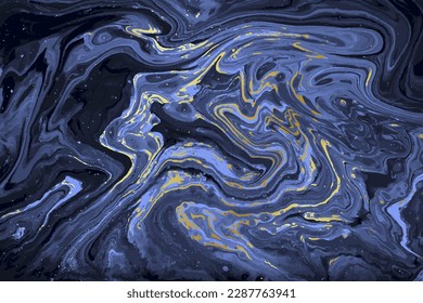 Dark Blue and Gold Marble Abstract Vector Background