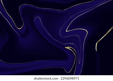 Fondo del vector abstracto de mármol azul oscuro y dorado