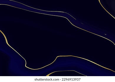 Dark Blue and Gold Marble Abstract Vector Background