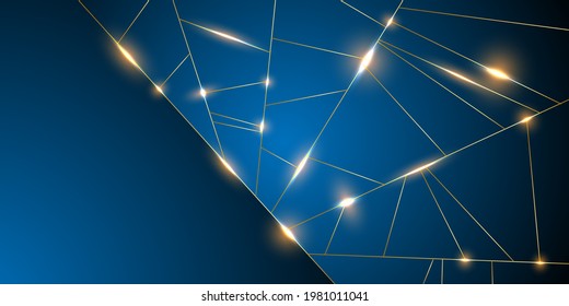 Fondo de mosaico azul oscuro y dorado. Textura vectorial abstracta oscura moderna	