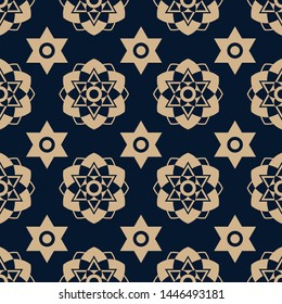 Dark blue and gold texture repeating seamless pattern vector - Vintage traditional fabric materials collections