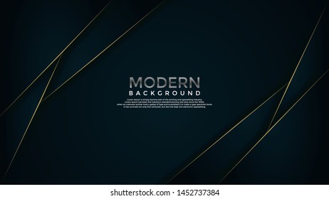 Dark Blue And Gold Vector Abstract Background Overlap Layer.