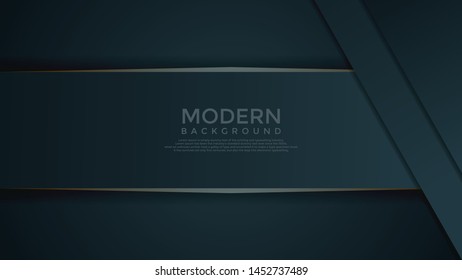 Dark blue and gold vector abstract background overlap layer.
