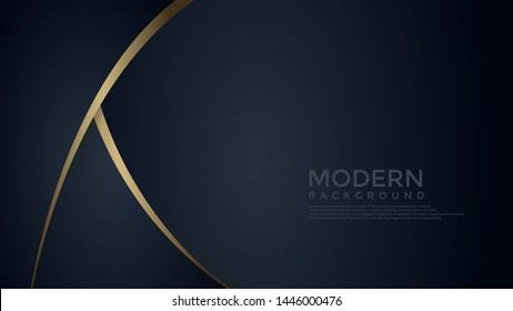 Dark blue and gold vector background overlap layer geometric