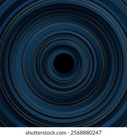 Dark blue and golden circular geometric abstract background. Retro vector design