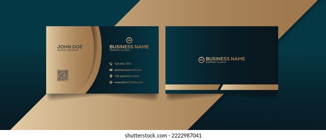 Dark blue and golden gradient modern clean business card template