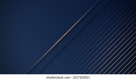 Dark Blue and Golden Luxury Glitter Abstract Tech Geometric Background with Copy Space for Text or Message