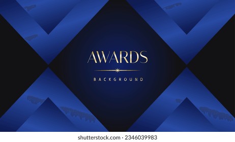 Dark blue golden royal awards graphics background. Lines growing elegant shine spark. Luxury premium corporate abstract design template.