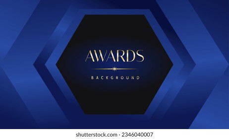 Dark blue golden royal awards graphics background. Lines growing elegant shine spark. Luxury premium corporate abstract design template.