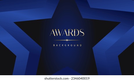 Dark blue golden royal awards graphics background. Lines growing elegant shine spark. Luxury premium corporate abstract design template.