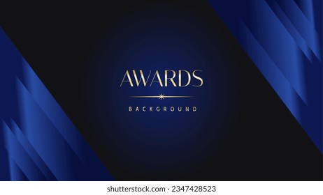 Dark blue golden royal awards graphics background. Lines growing elegant shine spark. Luxury premium corporate abstract design template.